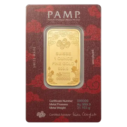 1oz PAMP Gold Bar - Good Luck Yellow Dragon (2)